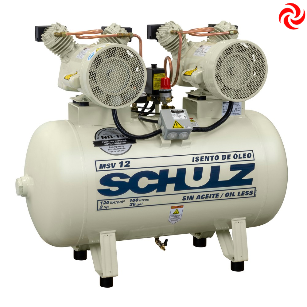 Compresor de pistón libre de aceite de 2HP MSV12/100