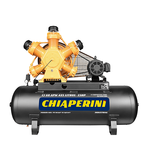 Compresor de pistón Chiaperini 60APW de 15 HP y tanque de 425 litros de alta presión 12 BAR con cabezal en W de 4 cilindros