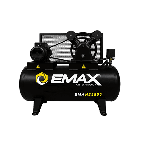 Compresor Emax 20 HP modelo EMAH20800 con tanque de 800L industrial.