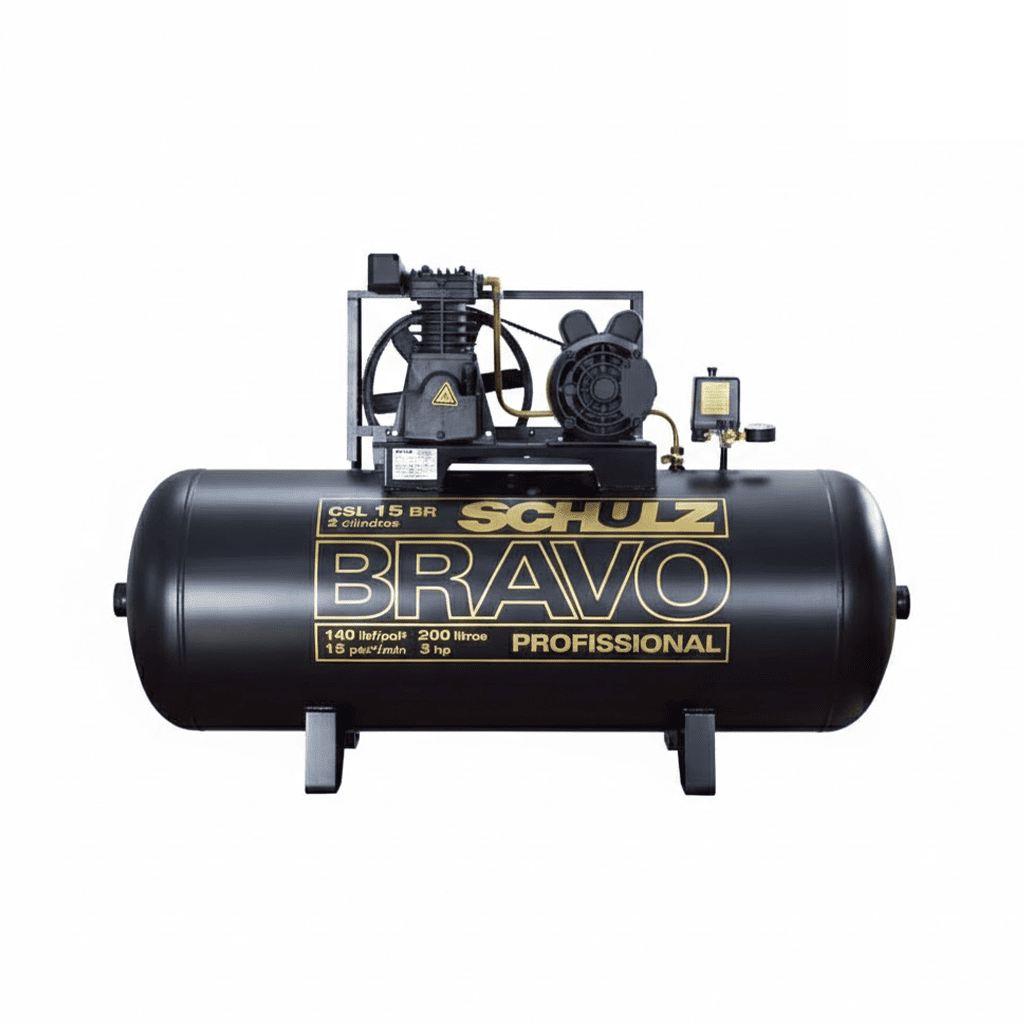 Compresor de pistón Schulz CSL 15/100 Bravo de 3 HP y tanque de 100 litros con transmisión por faja para taller