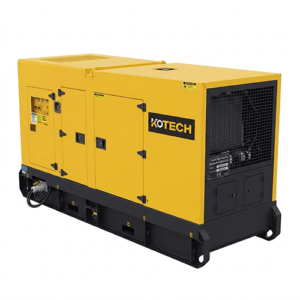 Grupo Electrógeno Kotech KGS165C6S industrial con cabinete acústico y panel de control digital